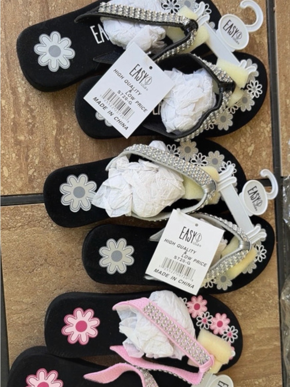 Kids Flower Rhinestone Flip-Flops bundle